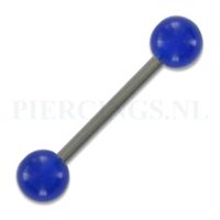 Tongpiercing glow in the dark blauw