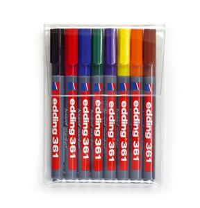 Edding 361 4-361-8 Whiteboardmarkerset Blauw, Bruin, Geel, Groen, Oranje, Rood, Zwart, Violet 8 stuk(s)