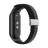 By Qubix - Braided nylon bandje - Zwart met grijs - Compatible met Xiaomi Smart Band 8 & 9 - Compatible Xiaomi bandje