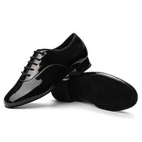 Voor heren Latin schoenen Ballroom schoenen Oefen het trainen van dansschoenen Line dance Opleiding Voor Binnen Professioneel Professioneel Dikke hak Gesloten teen Veters Volwassenen Helder zwart Lightinthebox - thumbnail