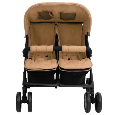 The Living Store Comfortabele Tweelingwagen - Wandelen en winkelen - 80 x 96 x 104 cm - Staal en linnen - Taupe The Living Store Comfortabele Tweelingwagen - Wandelen en winkelen - 80 x 96 x 104 cm - Staal en linnen - Taupe