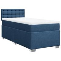 vidaXL Boxspring met matras stof blauw 100x200 cm
