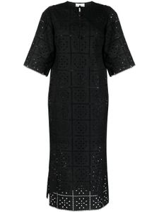 GANNI robe mi-longue à broderie anglaise - Noir