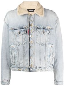 DSQUARED2 veste en jean à effet usé - Bleu