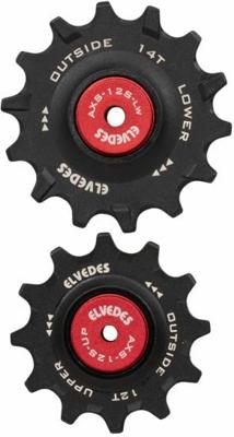 Elvedes derailleurwieltjes 2020098 12T+14T keramisch zwart/rood
