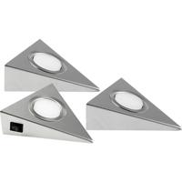 Heitronic GENUA LED-onderbouwlamp Set van 3 stuks LED LED vast ingebouwd 6 W Warmwit RVS