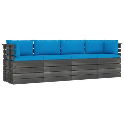 vidaXL Tuinbank 4-zits met kussens pallet massief grenenhout vidaXL Tuinbank 4-zits met kussens pallet massief grenenhout