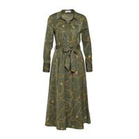 Mango blousejurk met all over print en ceintuur khaki/goud