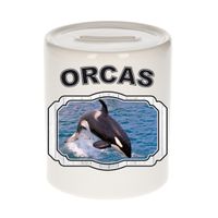 Dieren grote orka spaarpot - orcas/ orka walvissen spaarpotten kinderen 9 cm - thumbnail