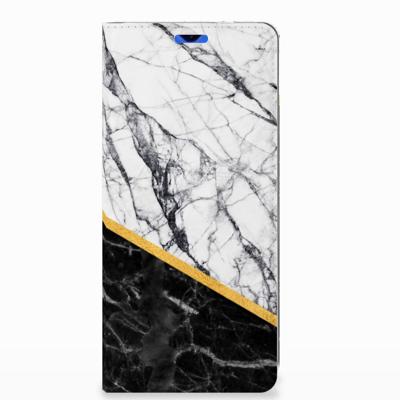 Huawei P30 Pro Standcase Marmer Wit Zwart - Origineel Cadeau Man