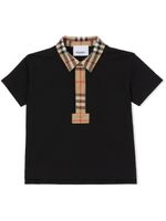 Burberry Kids polo en piqué à carreau - Noir