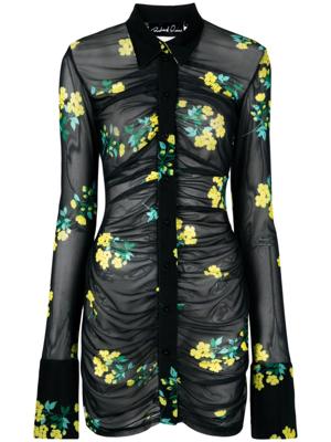 Richard Quinn Jurk met bloemenprint - Blauw