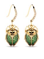 Aurelie Bidermann boucles d'oreilles Scarab en or 18ct ornées de diamants et tsavorites