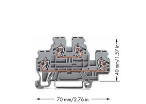 WAGO 870-501 Doorgangsklem 2-etages 5 mm Spanveer Toewijzing: L, L Grijs 50 stuk(s)