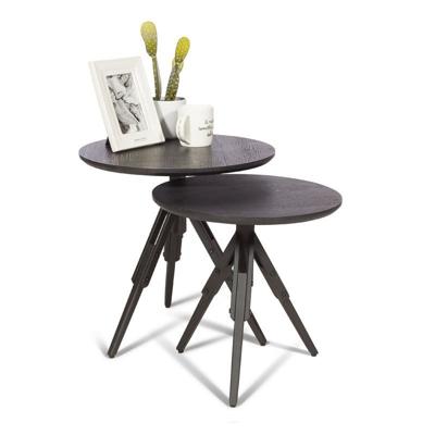 Ronde Bijzettafels Lance (set van 2) | Melamine | Melamine | Zwart Ronde Bijzettafels Lance (set van 2) | Melamine | Melamine | Zwart