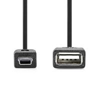 Nedis USB Adapter - USB 2.0 - Mini 5-Pin Mannelijk - USB-A Socket - 480 Mbps - OTG - 0,20 m - Rond - Vernikkeld - Zwart - Box