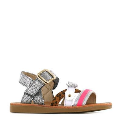 Shoesme CS21S009-B leren sandalen met dierenprint zilver/multi