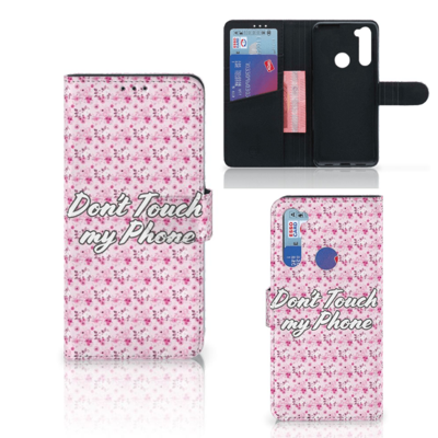 Xiaomi Redmi Note 8T Portemonnee Hoesje Flowers Pink DTMP Xiaomi Redmi Note 8T Portemonnee Hoesje Flowers Pink DTMP