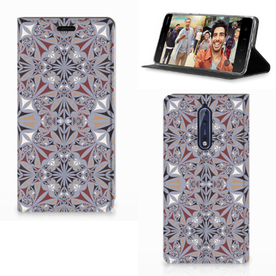Nokia 8 Standcase Flower Tiles