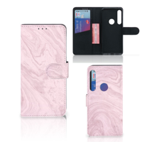 Motorola One Action Bookcase Marble Pink - Origineel Cadeau Vriendin