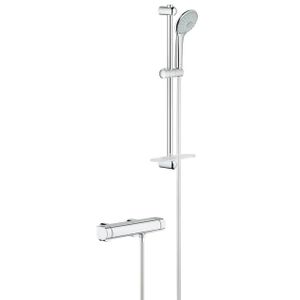 GROHE Grohtherm 2000 doucheset douchekraan thermostatisch en glijstang 60cm en Cosmopolitan handdouche 11cm chroom 34195001