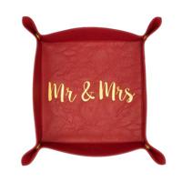 Fisura Dienblad Mr & Mrs 19 X 19 Cm Pu-leder Rood