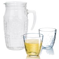 Bormioli Rocco schenkkan/waterkan van glas 1,8 liter met 6x waterglazen van 250 ml - thumbnail