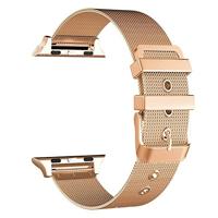 By Qubix - Milanese met gesp bandje - Champagne goud - Compatible met Apple Watch 38mm / 40mm / 41mm / 42mm - Compatible Apple watch bandjes