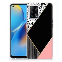 OPPO A74 4G TPU Hoesje Zwart Roze Vormen