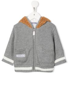 Moschino Kids veste en maille à capuche - Gris