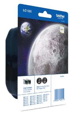 Inkcartridge brother lc-1000 2 x zwart