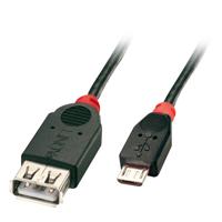 LINDY USB-kabel USB 2.0 USB-micro-B stekker, USB-A bus 0.50 m Zwart Met OTG-functie 31935 - thumbnail