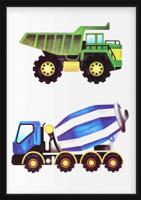 Poster - Kiepwagen en Betonmixer