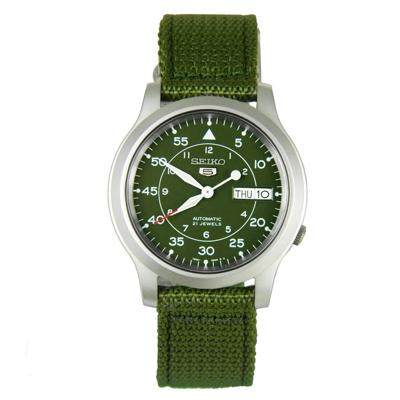 Seiko 5 Automatisch Staal Horloge Voor Mannen + Groen Canvas... Seiko 5 Automatisch Staal Horloge Voor Mannen + Groen Canvas...