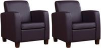 Set van 2 Donkerpaarse leren landelijke fauteuils Joy - poot hout zwart - Toledo Leer Merlin (donkerpaars leer) - thumbnail