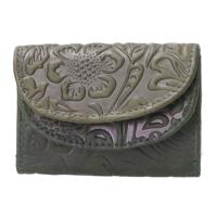 Leather Design Compacte Portemonnee Flower Groen