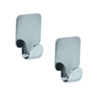 2x Luxe plakhaken / handdoekhaken vierkant chroom glanzend voor handdoek/theedoek 1,7 x 4,1 cm