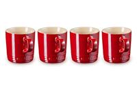 Le Creuset 69113357370031 beker 350 ml set van 4 Metallic kersenrood