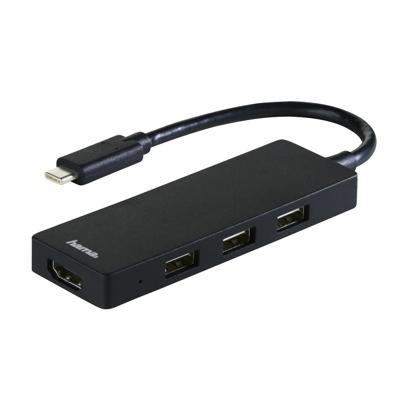 Hama 00135762 interface hub USB 2.0 Type-C 480 Mbit/s Zwart