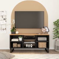 Tv-meubel 100x33x46 cm massief acaciahout en bewerkt hout - thumbnail