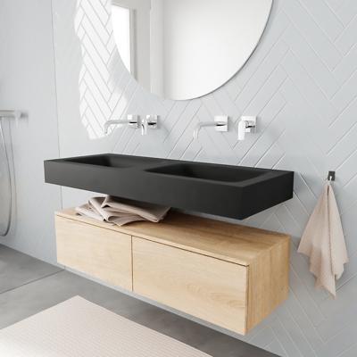 Zaro ALAN vrijhangende wastafel 120cm met wasbak dubbel en onderkast in kleur washed oak 2 lade(s) Zaro ALAN vrijhangende wastafel 120cm met wasbak dubbel en onderkast in kleur washed oak 2 lade(s)