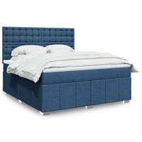 vidaXL Boxspring met matras stof blauw 180x200 cm, boxspring, ledikant, bedframe, bed, boxspring bed, bedbodem, seniorenbed, senioren bed