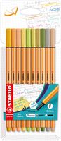 STABILO point 88 fineliner, kartonnen etui van 10 stuks in geassorteerde zachte kleuren