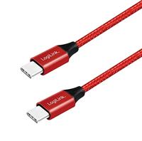 USB 2.0 aansluitkabel, USB (type C) naar USB (type C) rood, 0,3 m