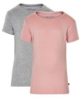 Minymo T shirt meisjes katoen grijs/zalmroze 2 stuks maat 122