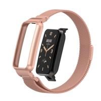 By Qubix - Milanese loop bandje met case - Rosé goud - Xiaomi Smart Band 7 Pro
