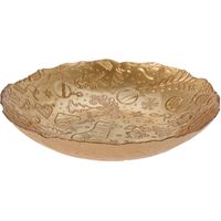 Glazen decoratie schaal/fruitschaal goud rond D30 x H6 cm   - - thumbnail