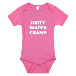 Dirty Diaper Champ tekst rompertje roze baby