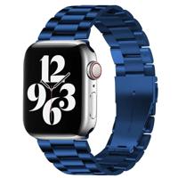 By Qubix - Stalen schakelband - Donkerblauw - Compatible met Apple watch 38mm / 40mm / 41mm / 42mm - Compatible Apple watch bandjes