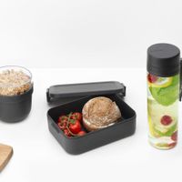 Brabantia Make & Take ontbijt- en lunchset 3-delig, kunststof (waterfles met zeef, ontbijtkom, lunchbox) - Dark Grey - thumbnail